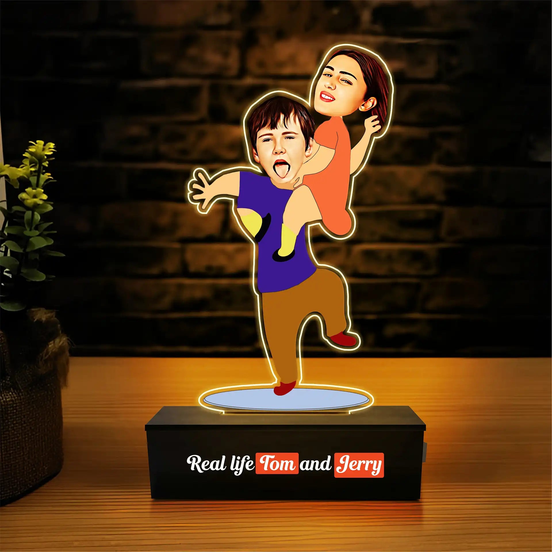Real Life Tom and Jerry" Personalized Sibling Caricature: Funny Rakhi Gift