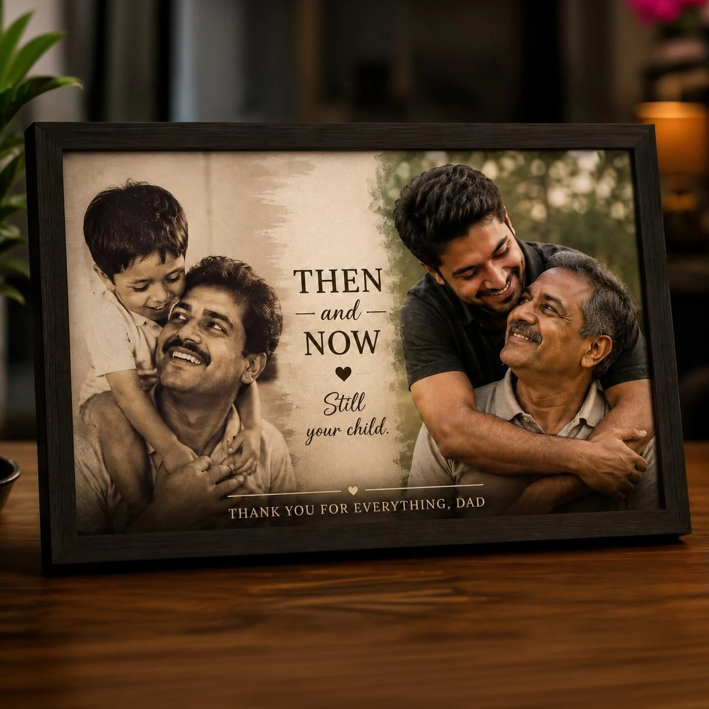 Then & Now Personalized Photo Frame for Dad
