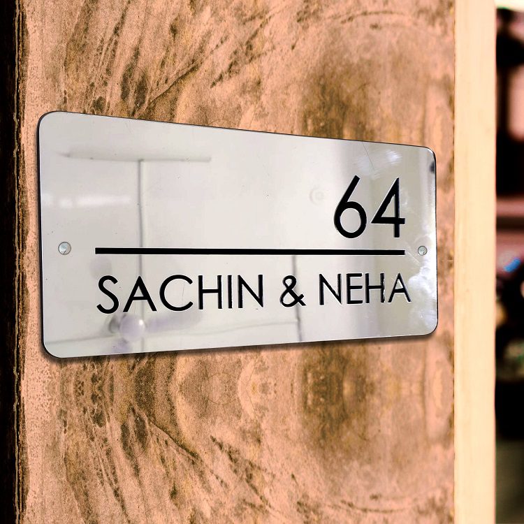 Splendid Silver - Acrylic name plate for home