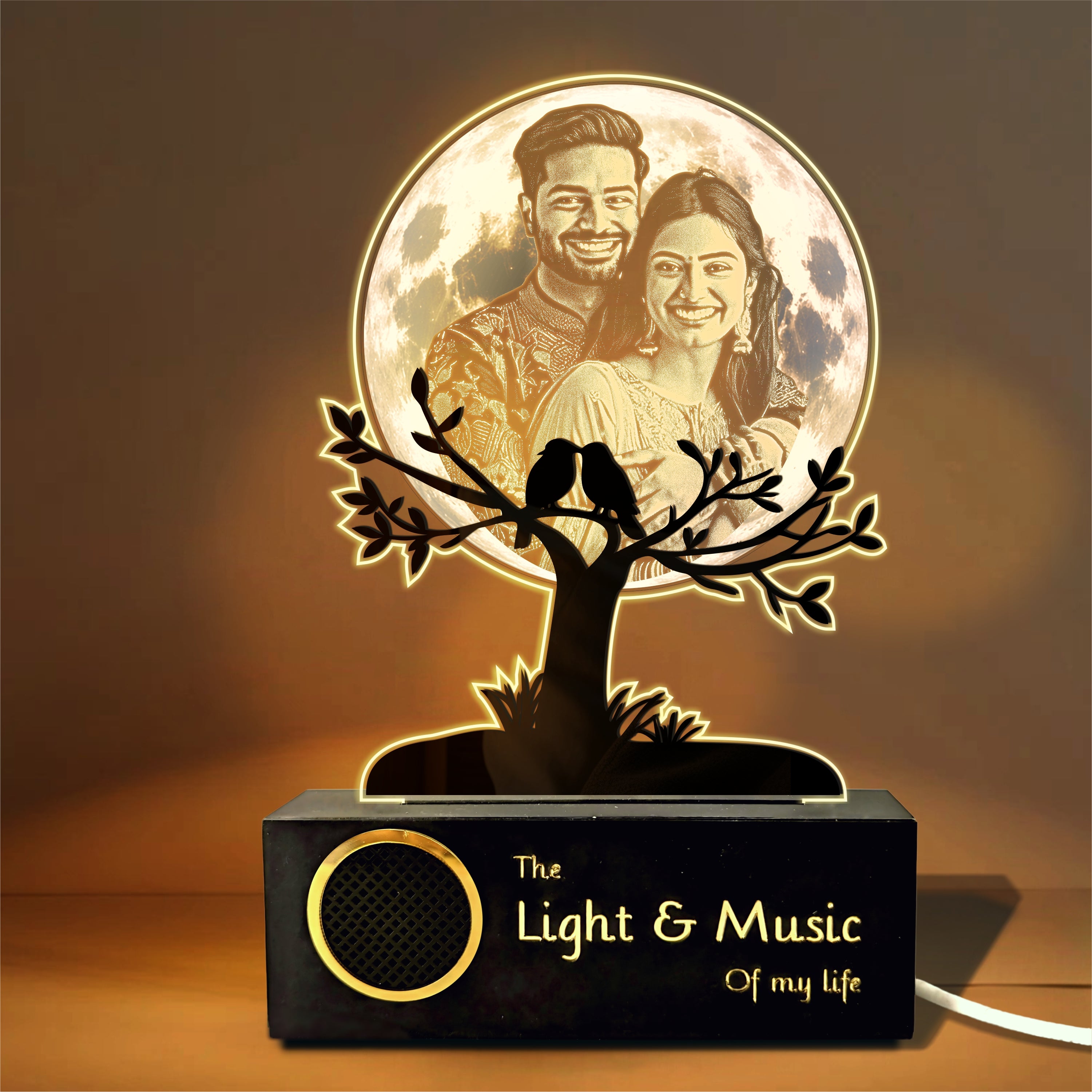 By My Side – Personalized Photo Lamp with Wooden Base, Acrylic Moon Light for Couples, Romantic Gift for Valentine’s Day & Anniversary