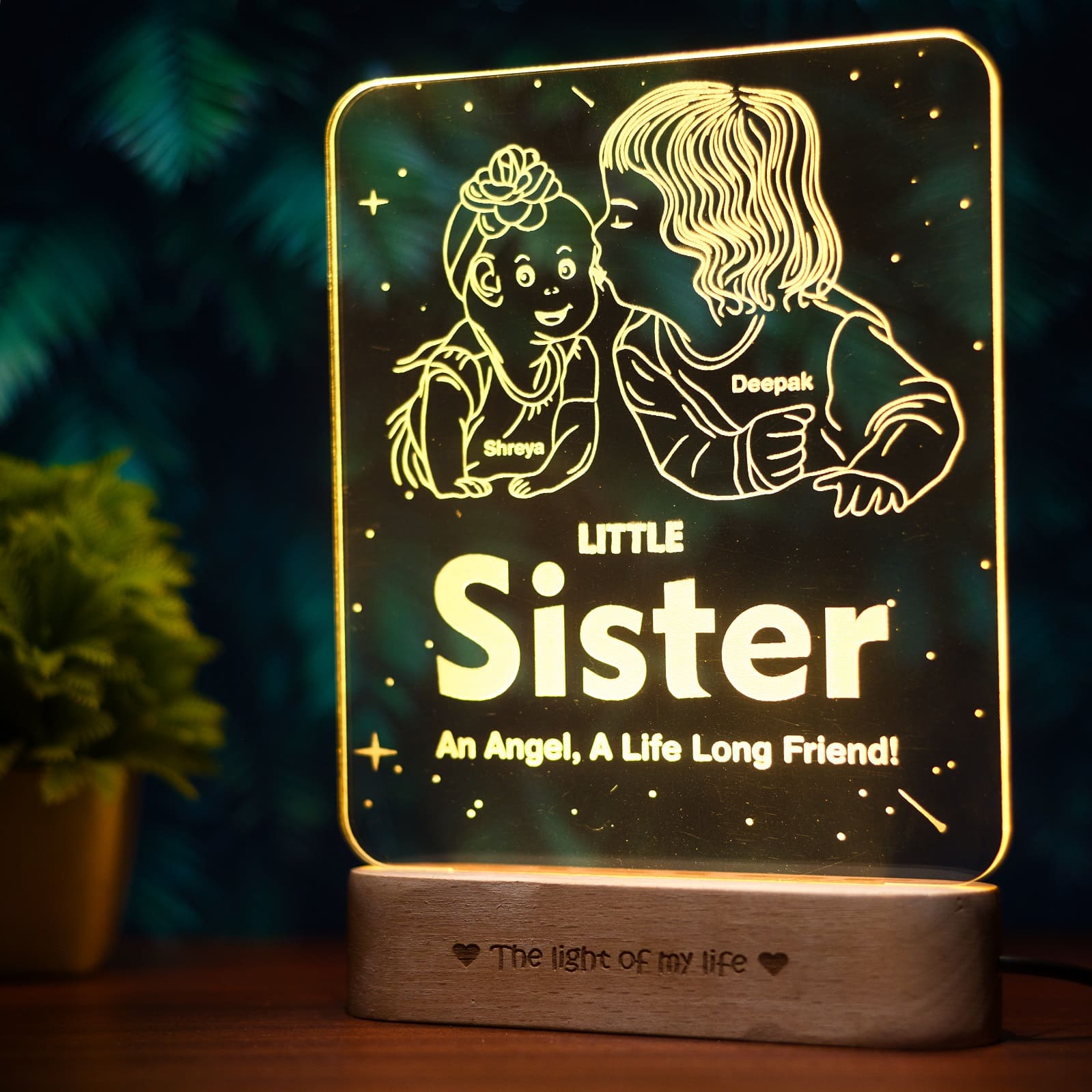 Angel's Glow: Big Brother's Personalized Gift for Younger Sister