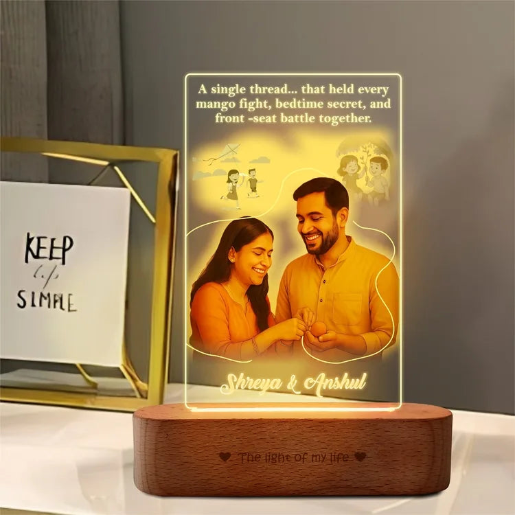 A Thread of Memories – Personalized Raksha Bandhan Gift for Brother | Custom LED Acrylic Photo Lamp