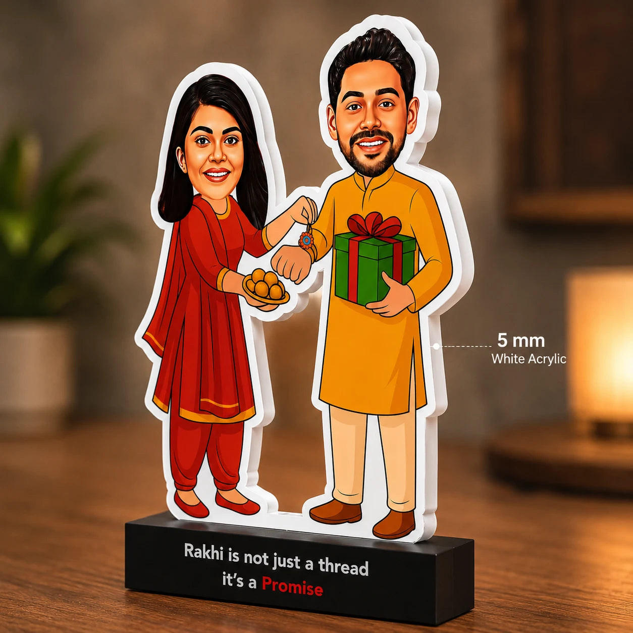The Promise – Emotional Rakhi Gift for Brother India | Personalized Caricature Standee (6x4")