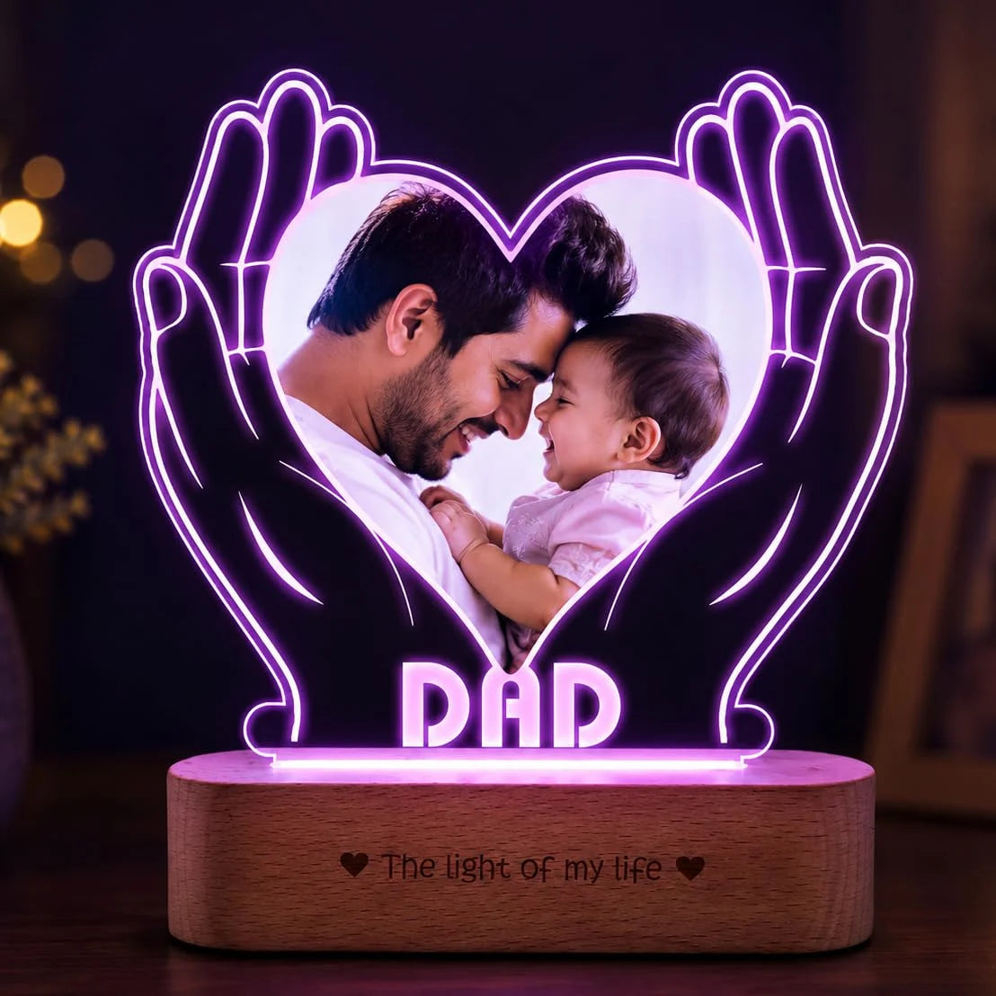 Heartfelt Gift for Dad – Personalized LED Lamp with Photo