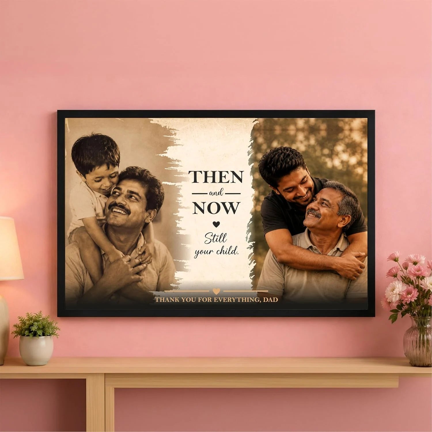 Then & Now Personalized Photo Frame for Dad
