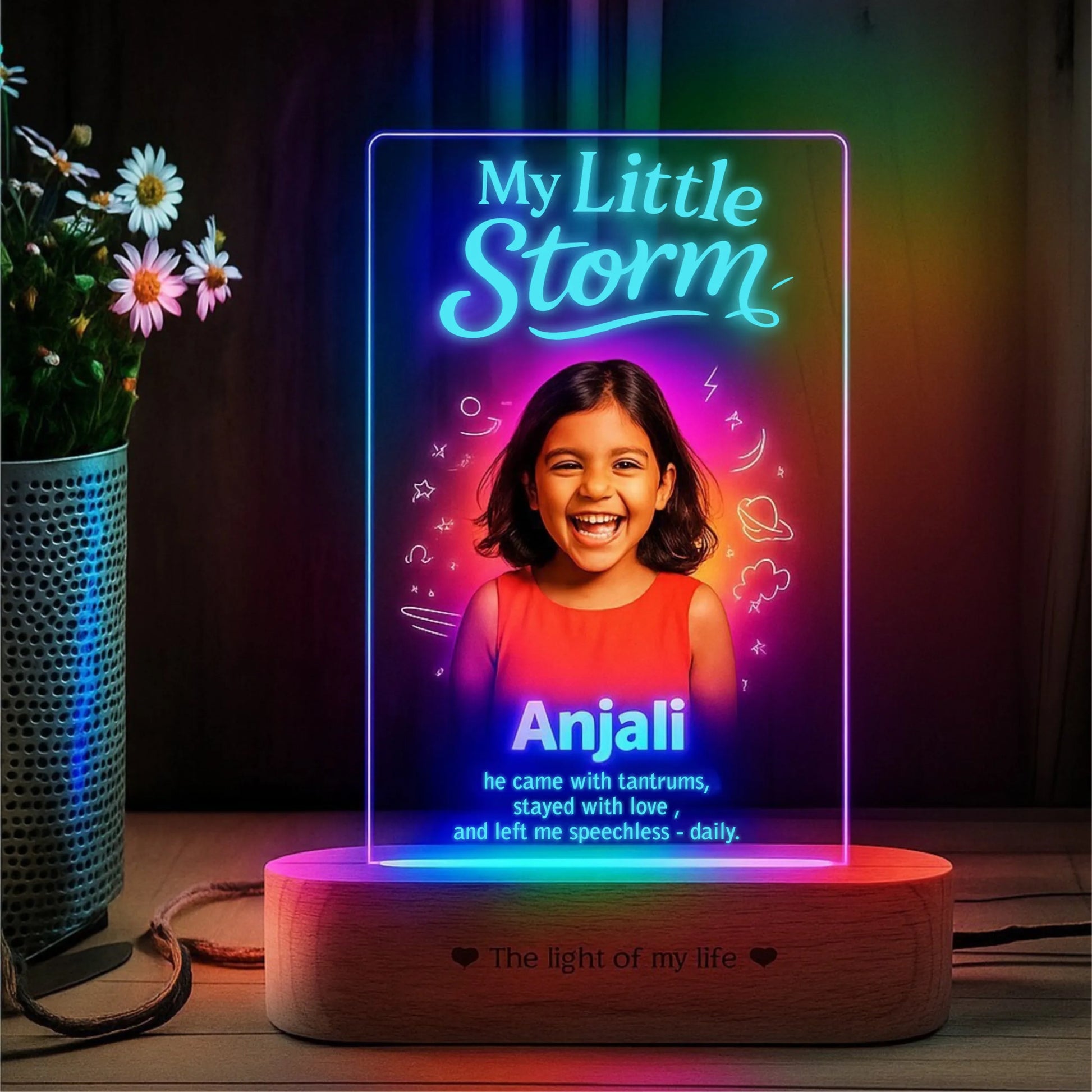 My Little Storm - Customized Gift for Small Sister | Personalized LED Acrylic Photo Lamp with Name