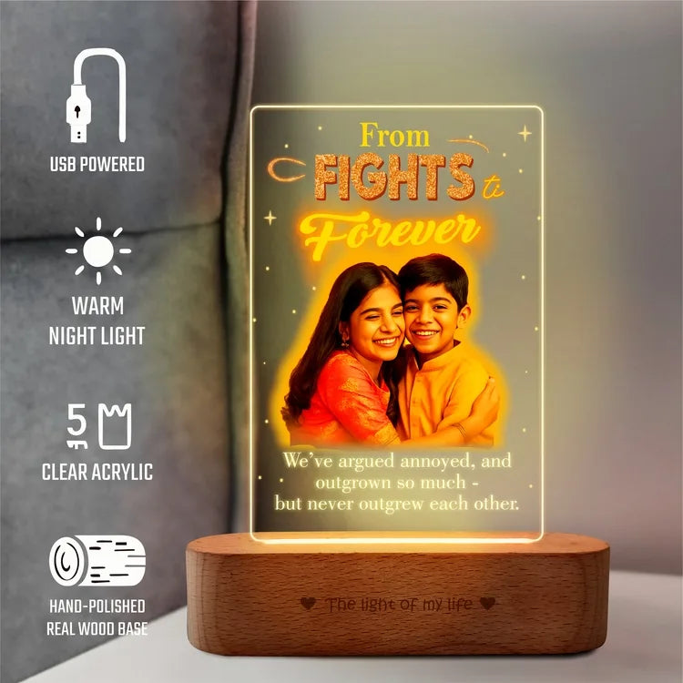 Led Rakhi From Fights to Forever – New Rakhi Gift | Personalized LED Lamp for Ra ...