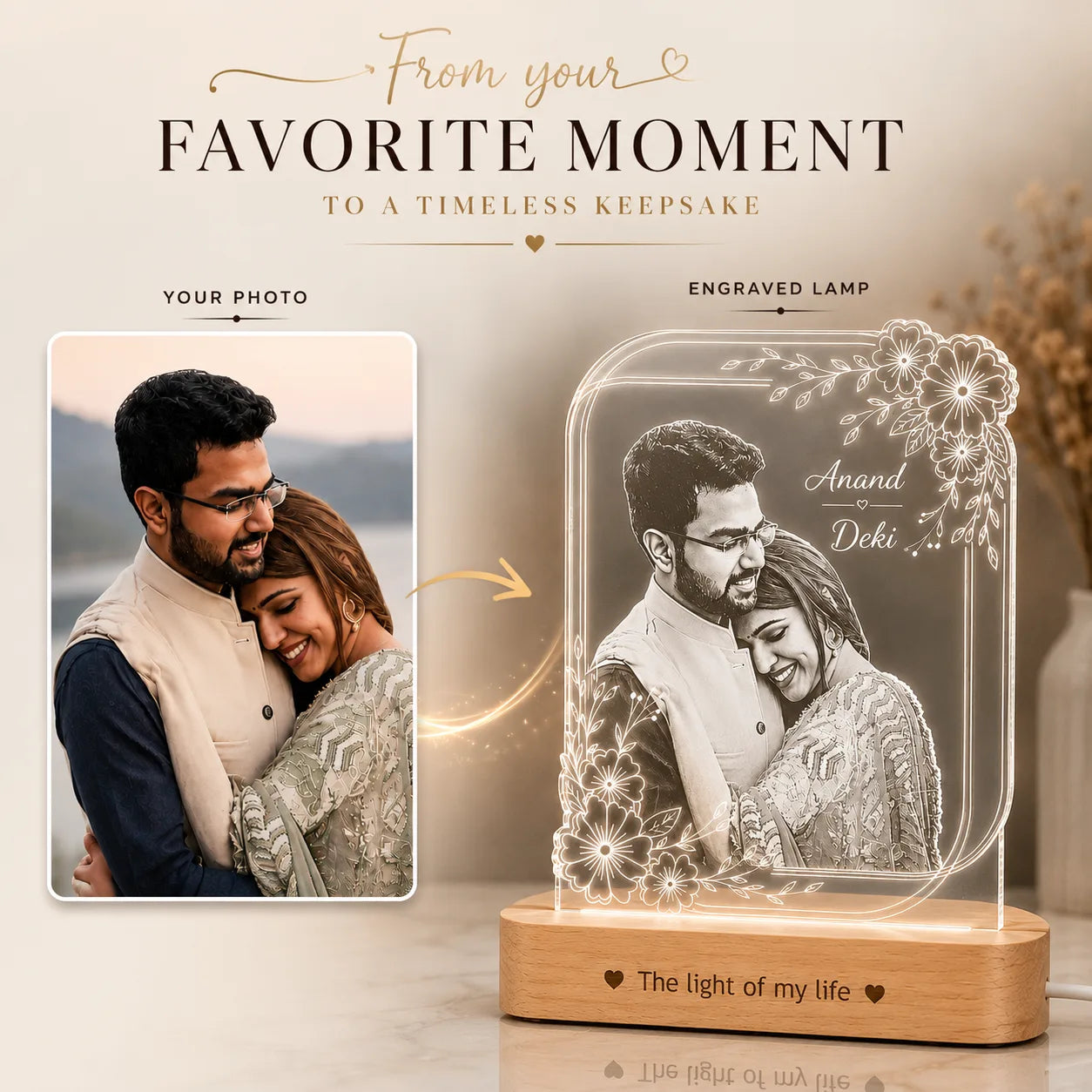 Precious Memories - Engraved Acrylic Photo Lamp