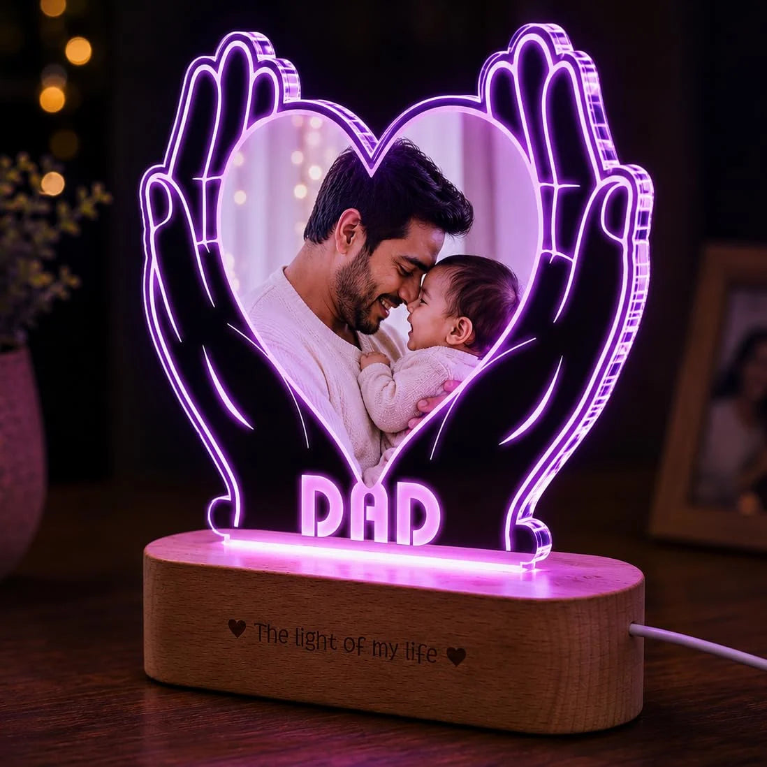 Heartfelt Gift for Dad – Personalized LED Lamp with Photo