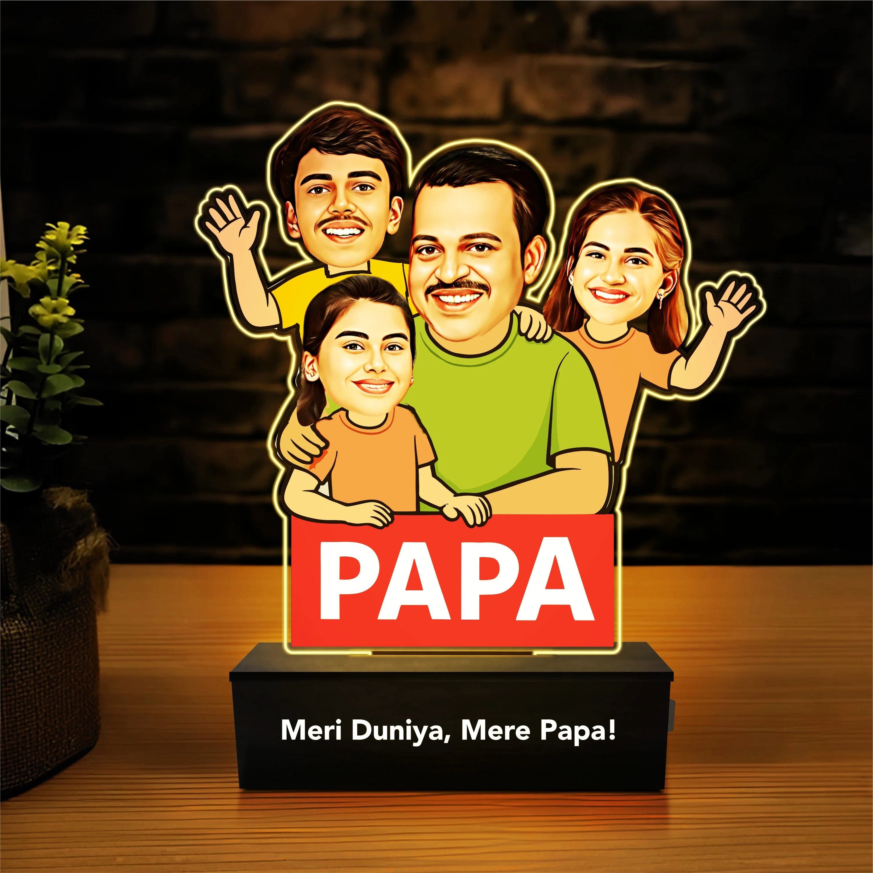 Mere Papa Meri Duniya – Personalized Father’s Day Caricature Gift with Kids
