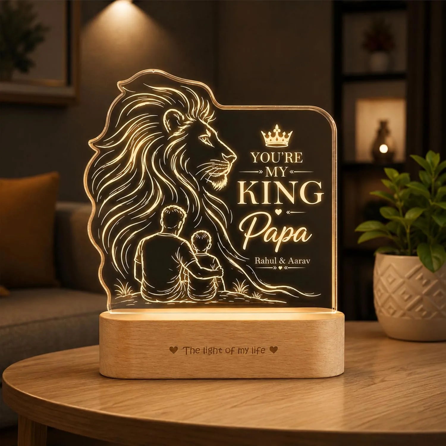 My King Papa Personalized Lion Lamp for Dad