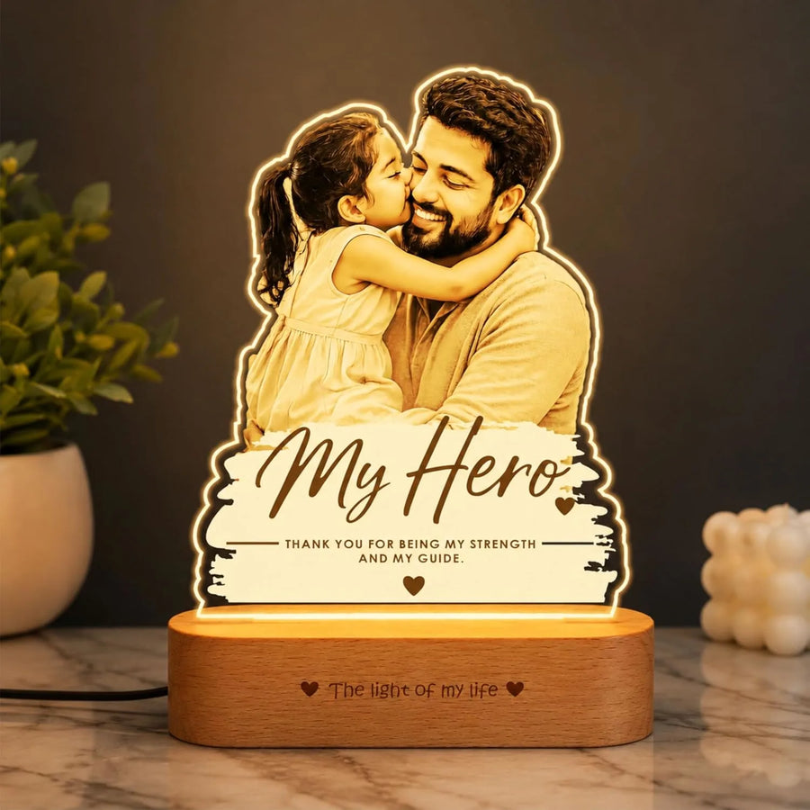 My Hero Personalized Photo Lamp for Dad