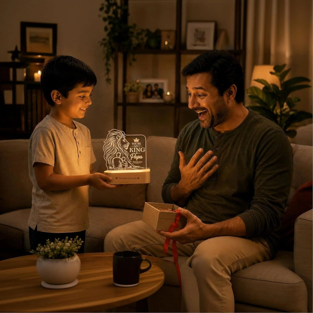 My King Papa Personalized Lion Lamp for Dad