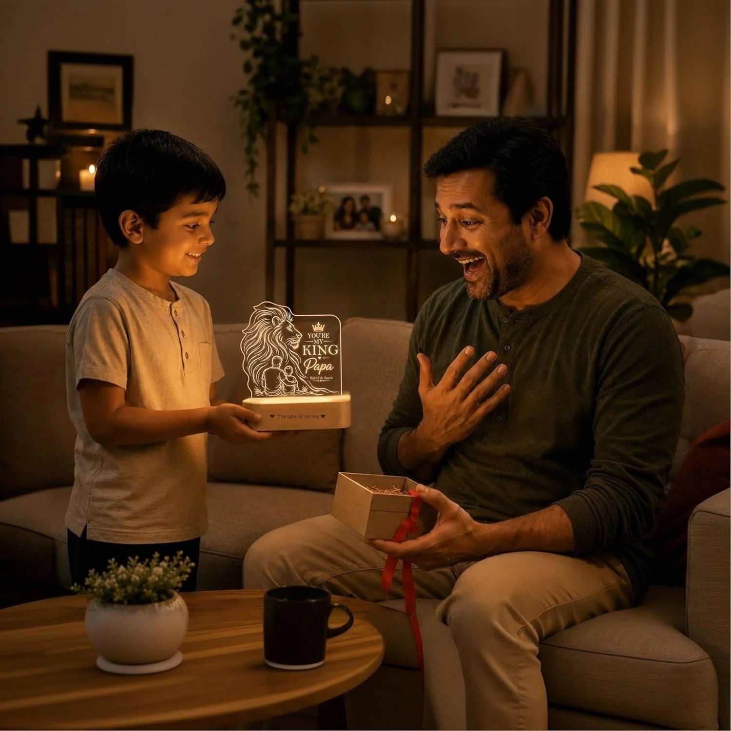 My King Papa Personalized Lion Lamp for Dad