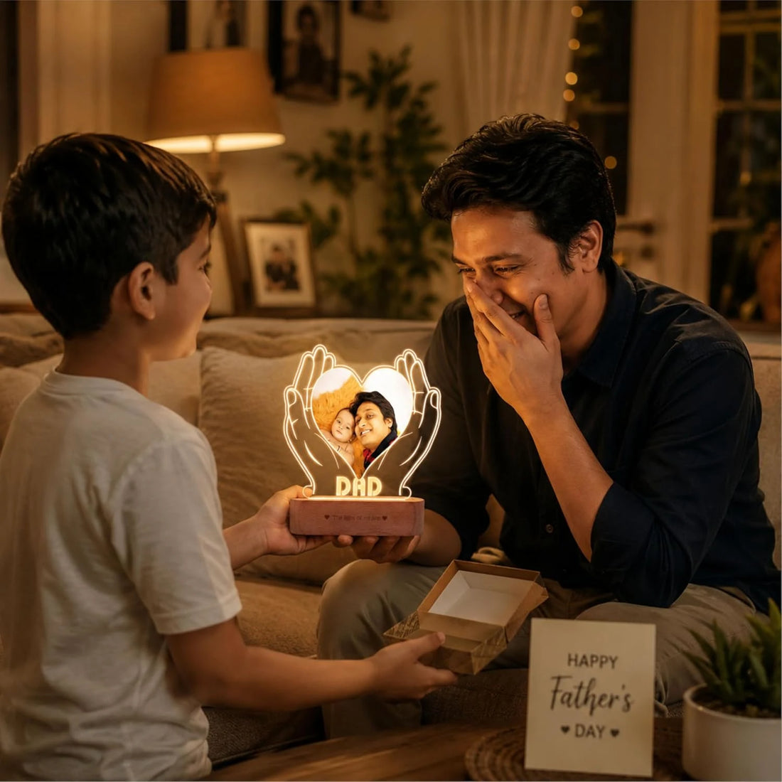 Heartfelt Gift for Dad – Personalized LED Lamp with Photo