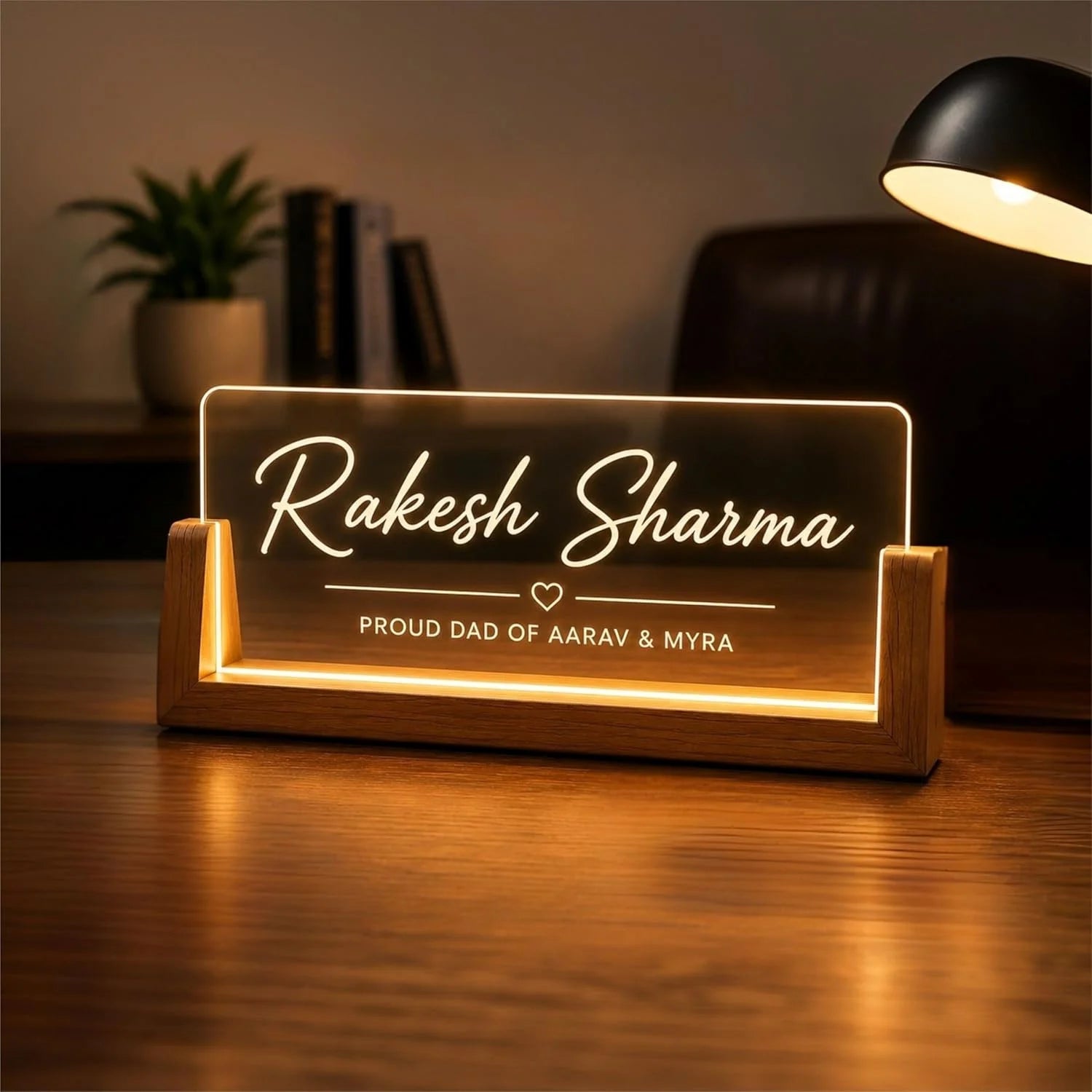 Personalized LED Desk Name Plate for Office Table