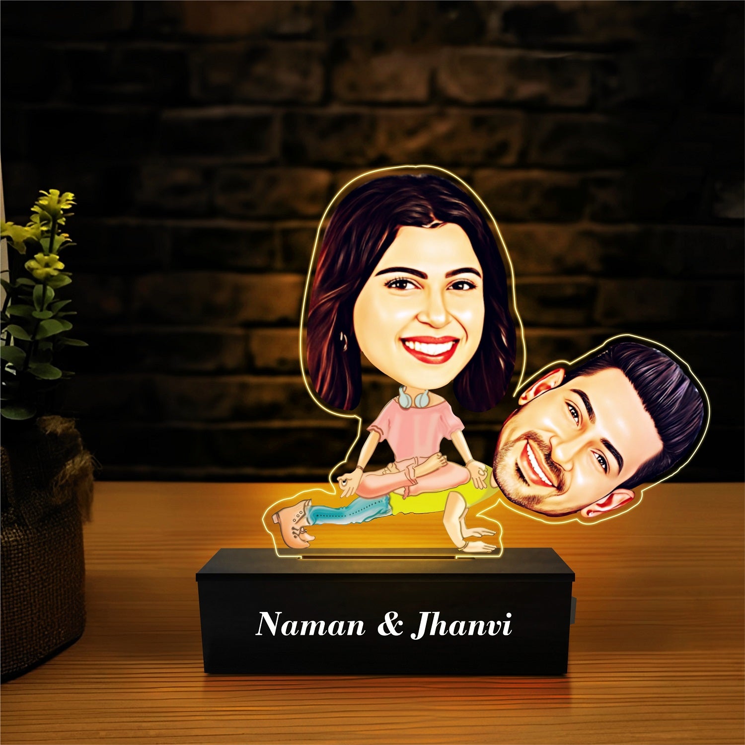 Balanced relationship couple caricature gift standee