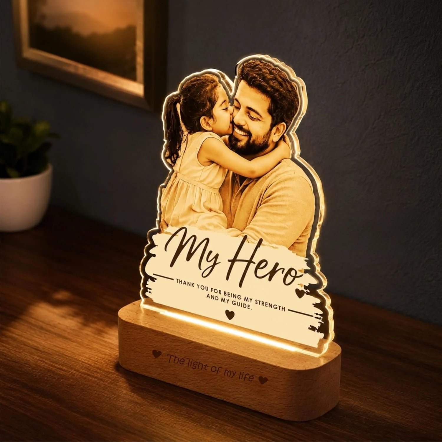 My Hero Personalized Photo Lamp for Dad
