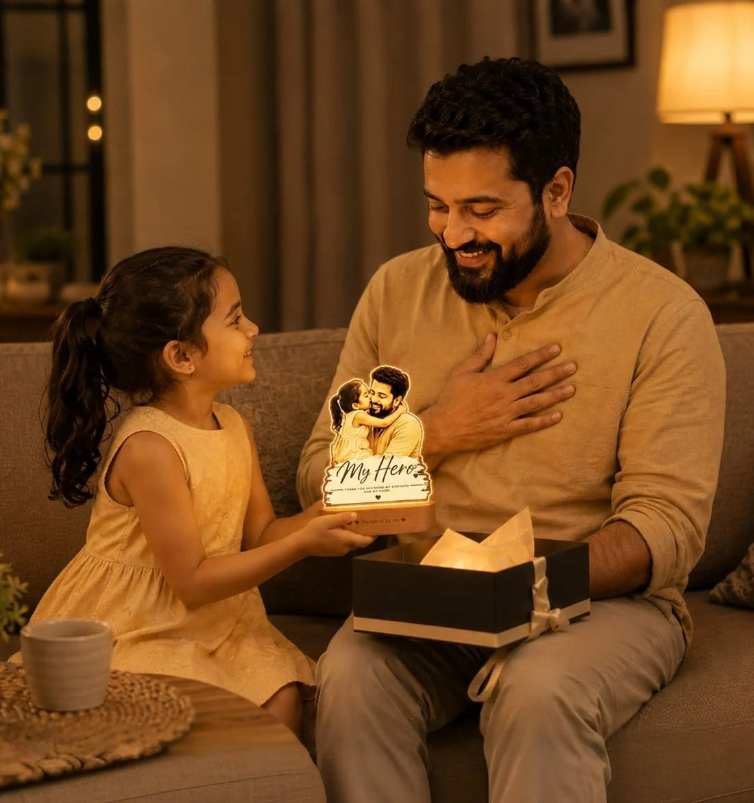 My Hero Personalized Photo Lamp for Dad