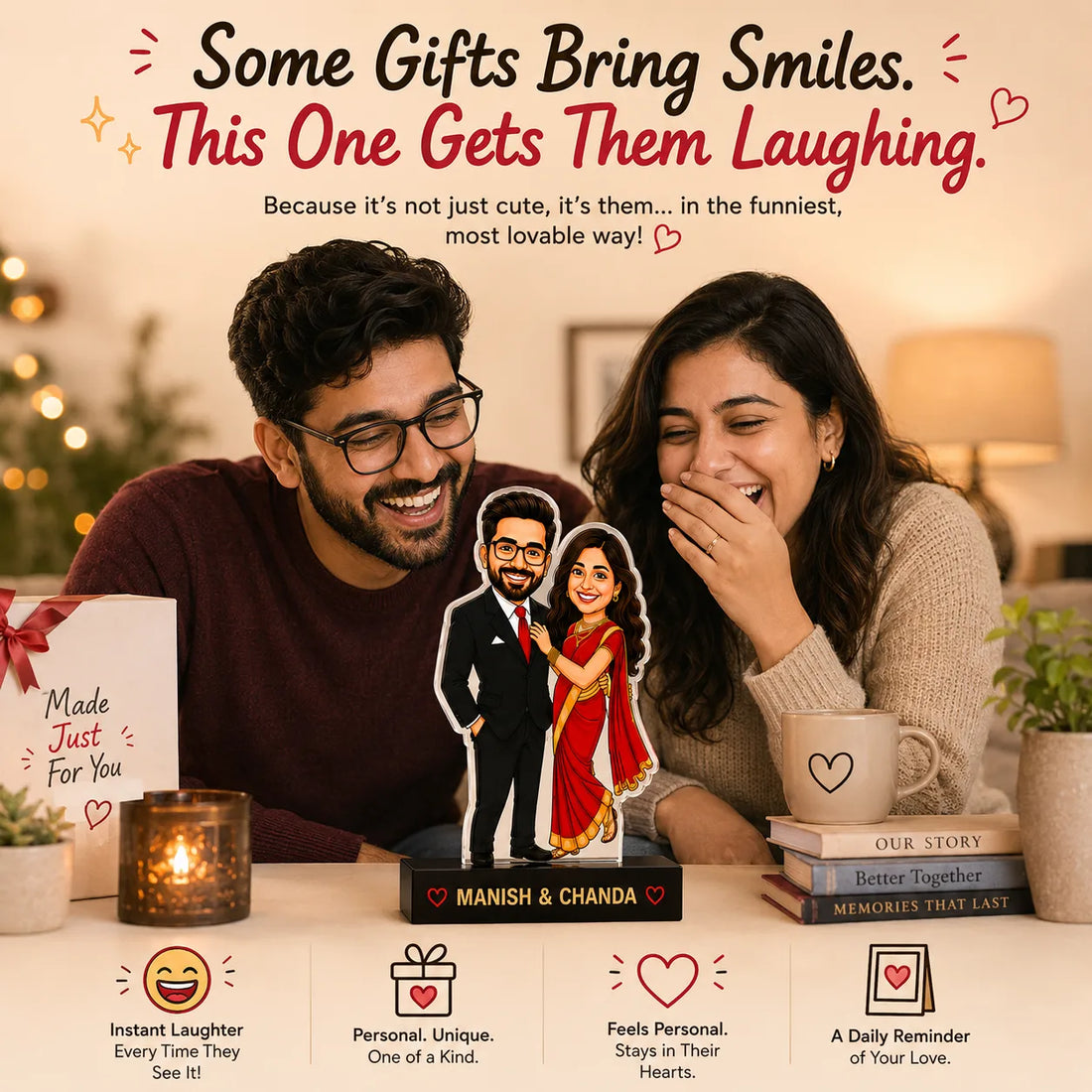 Dashing couple caricature gift