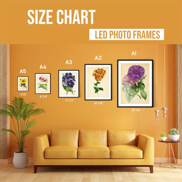 Led photo frame size chart