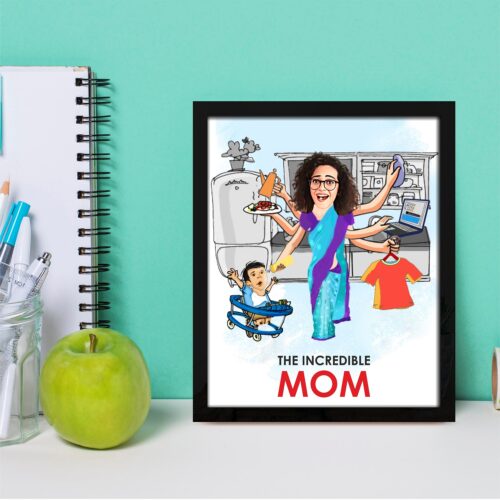 The Incredible Mom - Personalized Caricature Frame