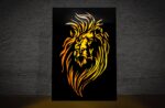 lion face decorative wall piece for interior with light