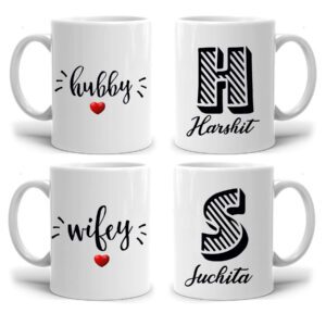 Hubby and wifey coffee cups with names