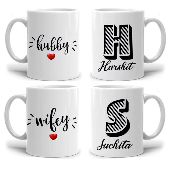 Hubby and wifey coffee cups with names