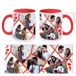 Personalized red collage mug