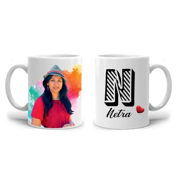 Colorful photo mug with name