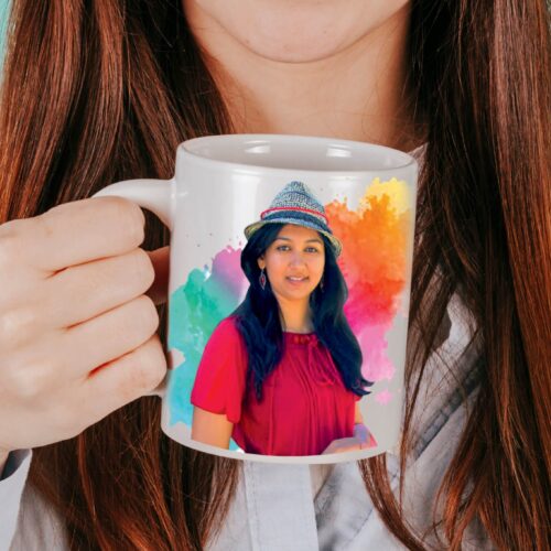 Colorful photo mug with name