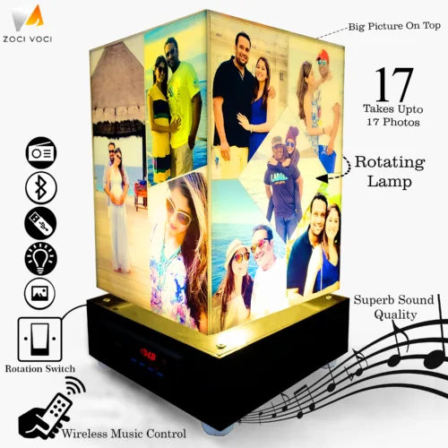 Yaadein Speaker Rotating Photo Lamp - Play Songs Personalized Lamp