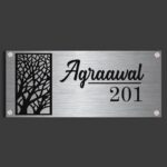 steel name plate for home -Contemporary tree name plate