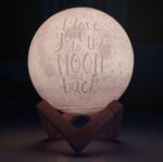3D printed moon lamp with caption customized