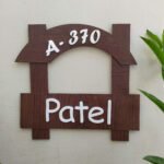 Smiling wooden name plate with acrylic fonts