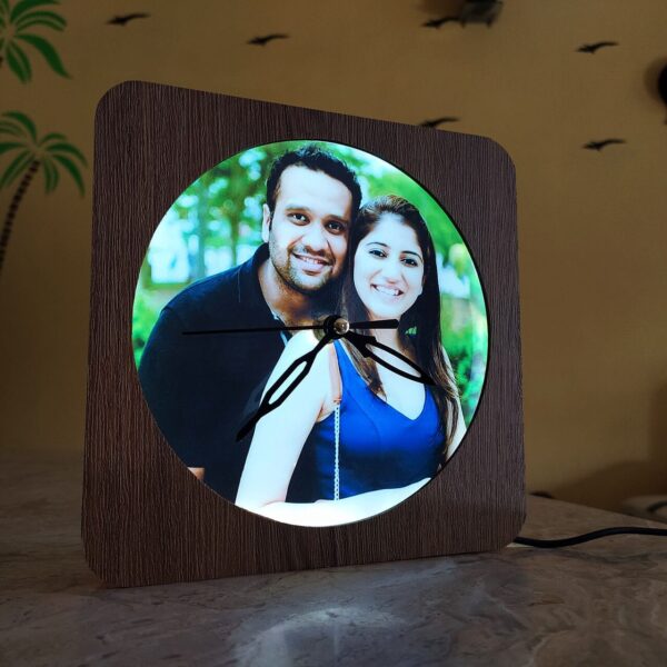 Radiance customized photo frame with light and clock