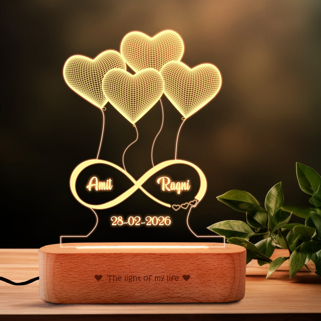 anniversary gift heart engraved lamp