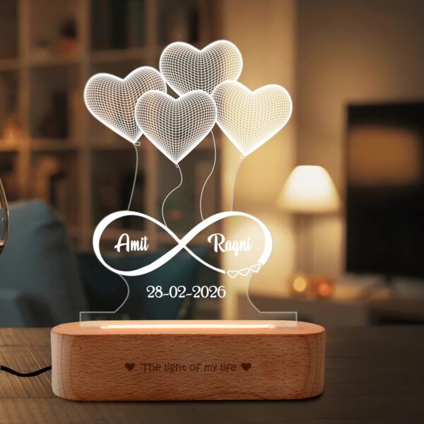 anniversary gift heart engraved lamp