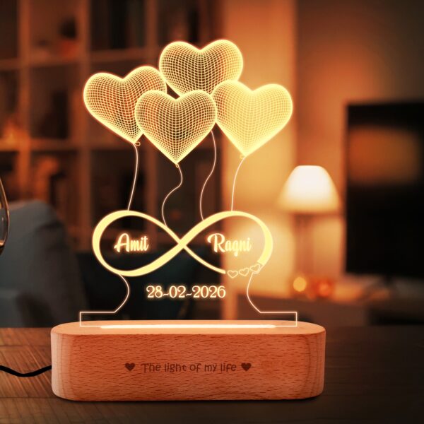 anniversary gift heart engraved lamp