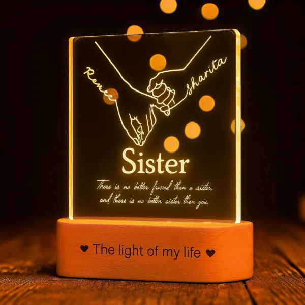 Sisterlove lamp - Birthday gift for sisters - Image 1