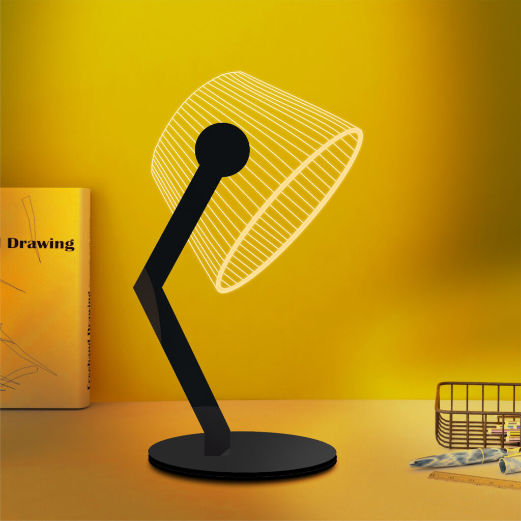 A minimalistic study lamp made with acrylic engraving