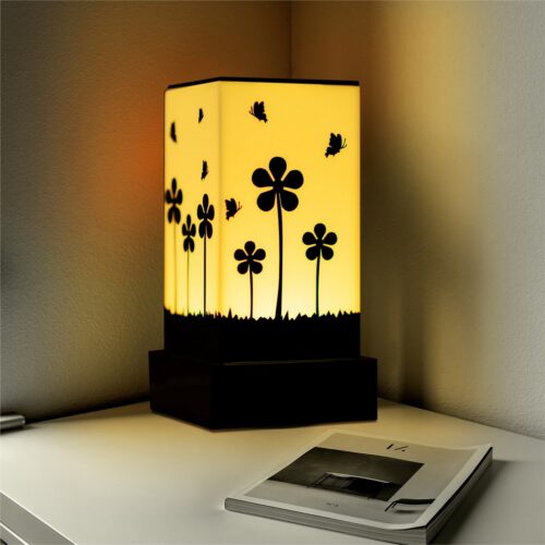 Lamp that celebrates nature flowers and butterflies