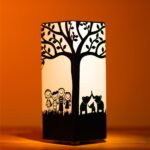 Table lamp with design of tree on it