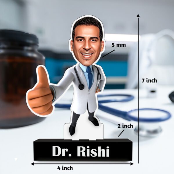 "Doc's 3D Thumbs-Up Tribute: Personalized Caricature with Photo"