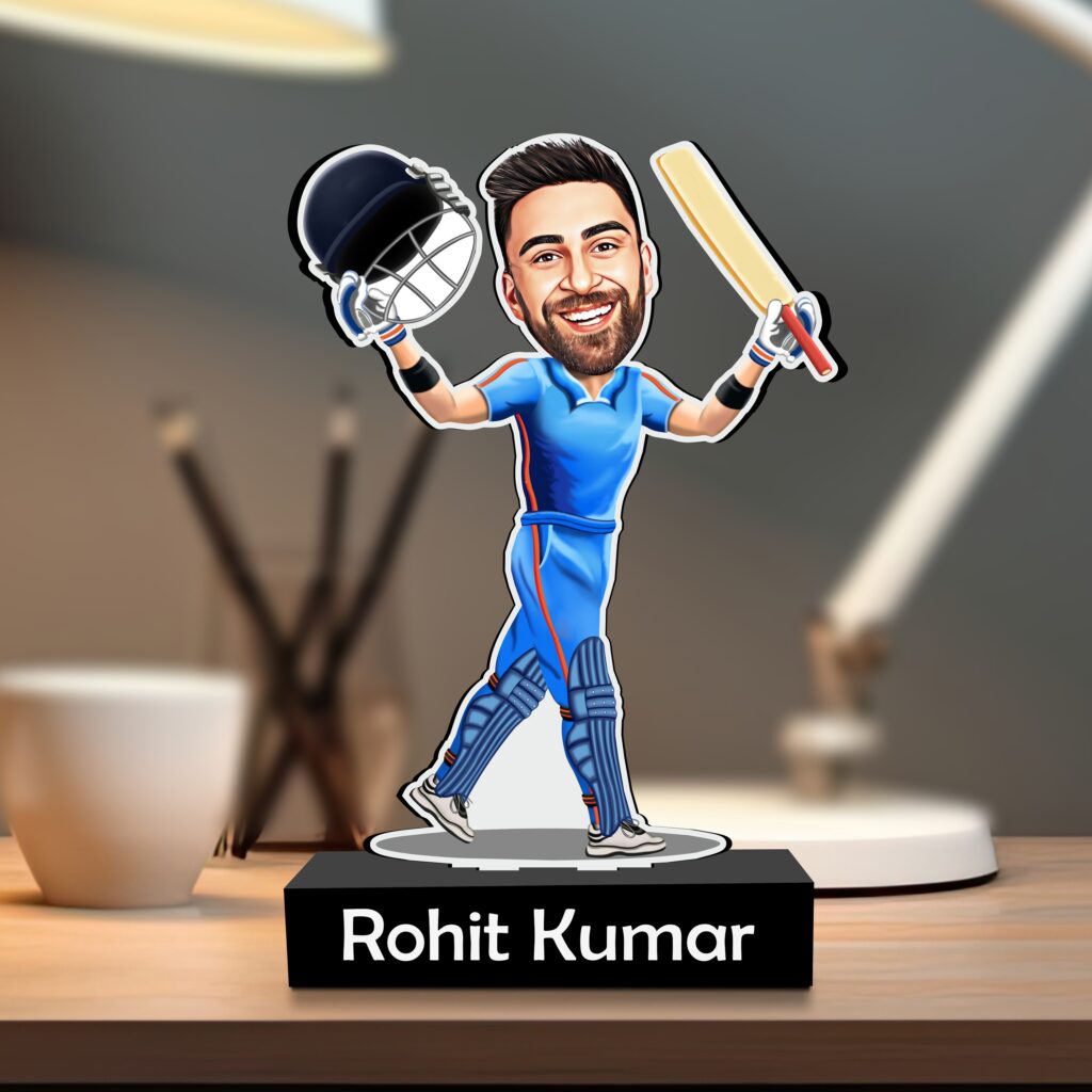 Champion's Caricature Cutout: Personalized Cricketing Tribute for Boys