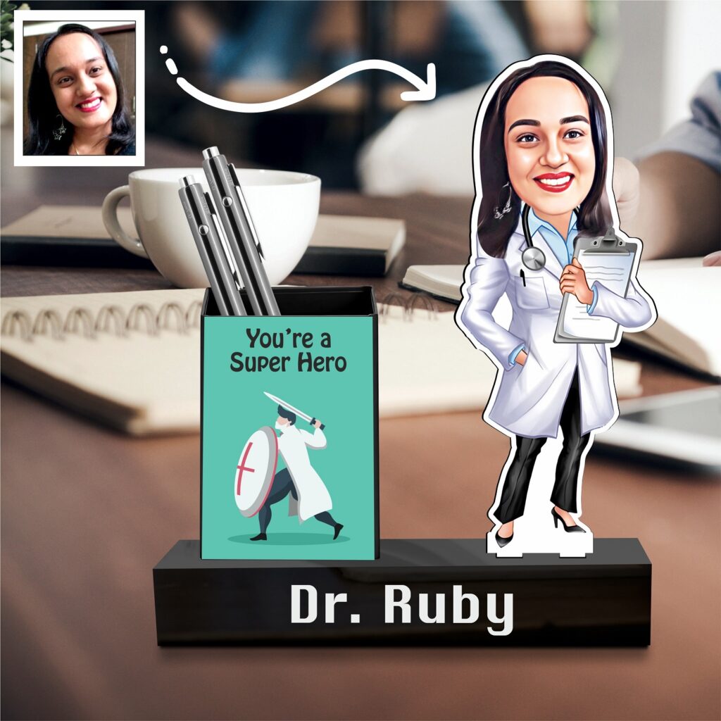 World's best doctor standee with pen stand