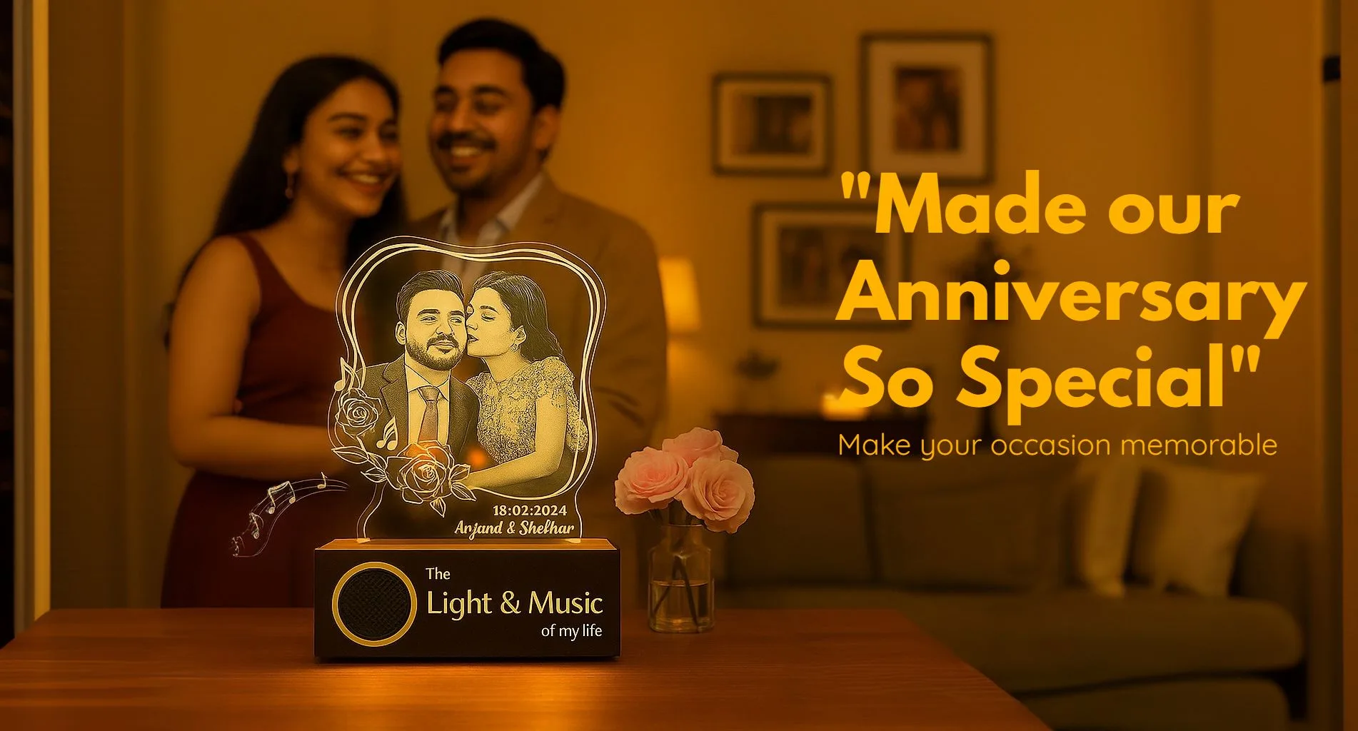anniversary gift musical photo lamp