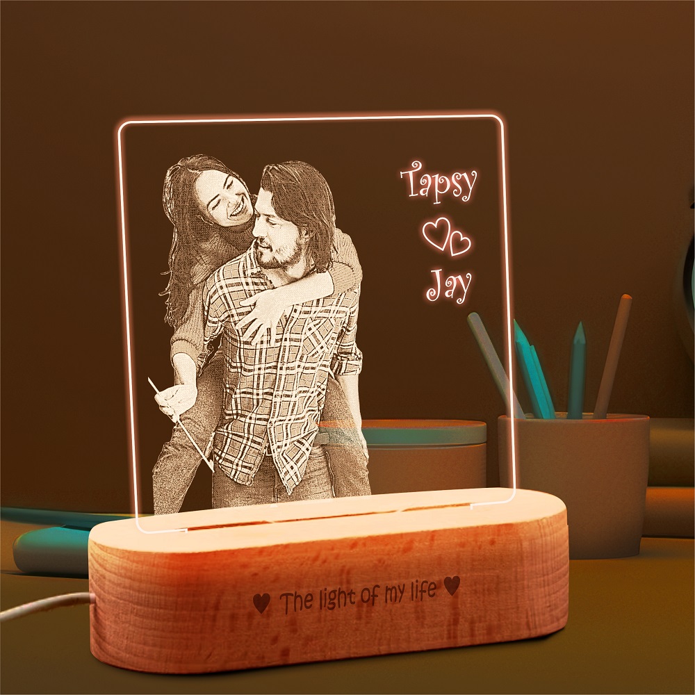 Celestial Moments: Engraved Love Glow Lamp - Valentines gift for husband