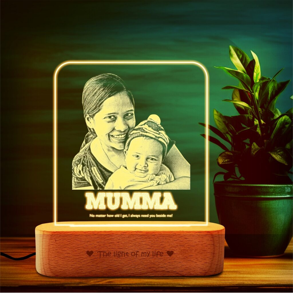 Eternal Need: Engraved Mom & Child Lamp